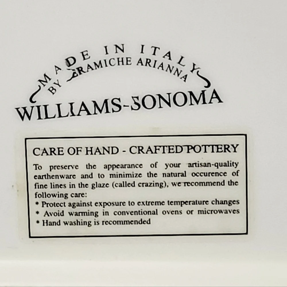WILLIAMS-SONOMA Made in Italy Large Rectangular Ceramic Tray Graphic Print Detai